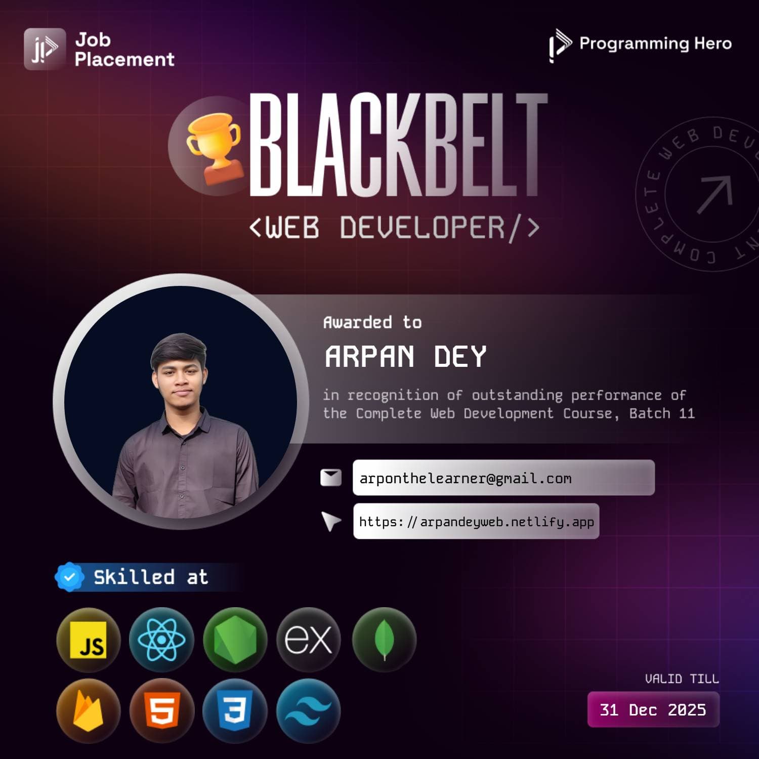 Best Student Certificate